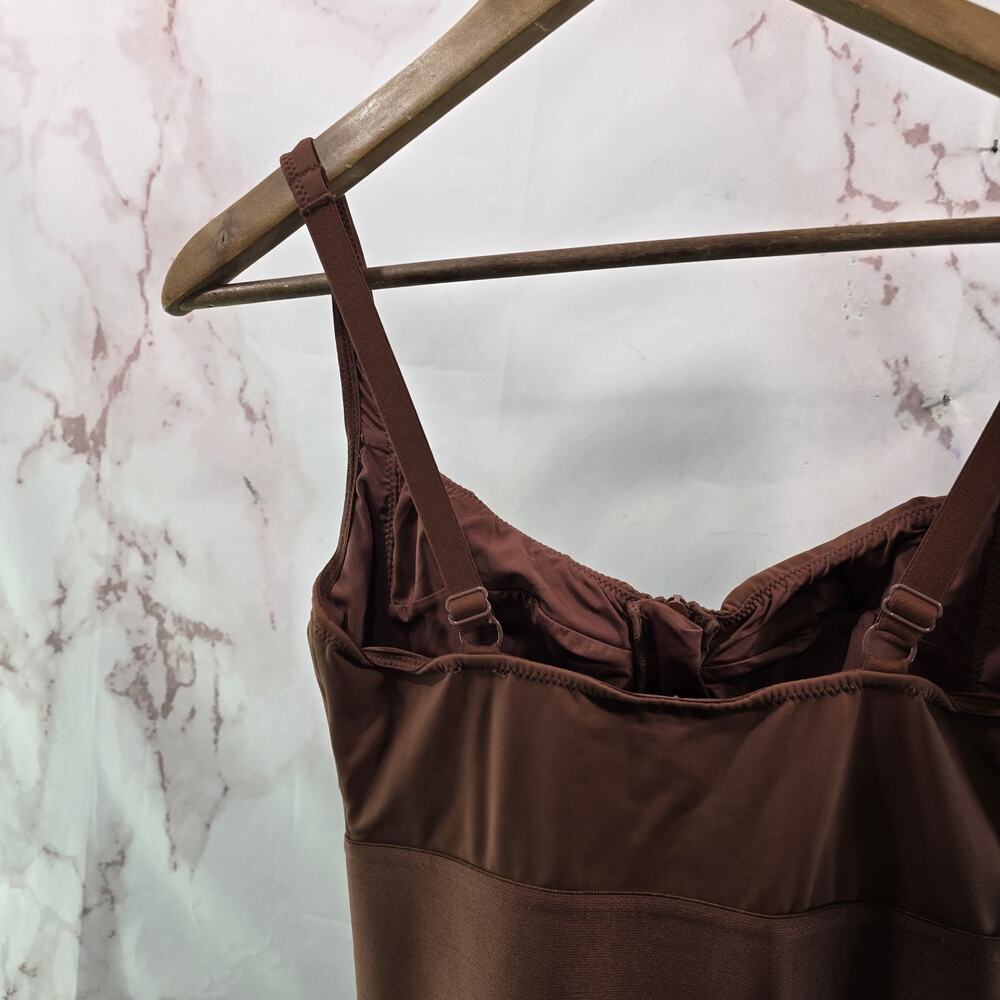 Shapellx Jumpsuit Womens Small Brown Crop Air Slim ElasticFuse Waistband Zip - Picture 6 of 16